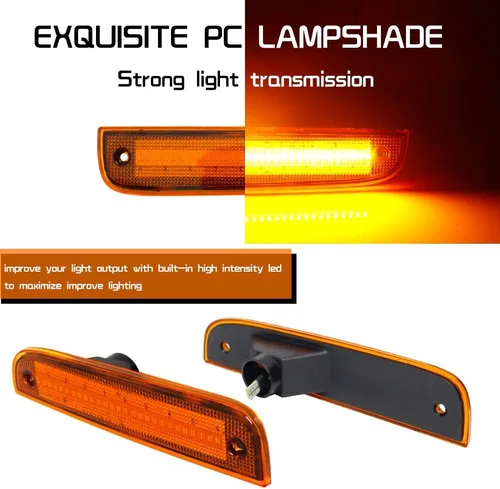 Vista 2 de Compatible con Jeep Wrangler 1997 1998 1999 2000 2001 Parachoques delantero lateral esquina marcador luz ámbar LED ámbar lente ámbar