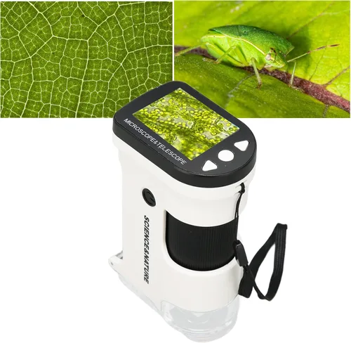 Vista 4 de Microscopio digital de mano con pantalla de 2 pulgadas, cámara de microscopio portátil 800X para niños y adultos, batería de 2000 mAh, mini