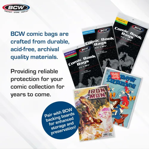 Vista 3 de BCW Bolsas resellables de cómics de la Edad de Plata – 200 unidades Calidad de archivo, protección sin ácidos para cómics de la Edad de Plata 7