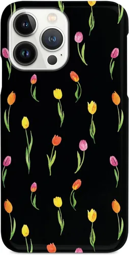 Vista 9 de Inspired Cases - Funda con textura 3D para iPhone Xs Max - Funda protectora de goma para Apple iPhone Xs Max - Patrón de tulipanes - Negro
