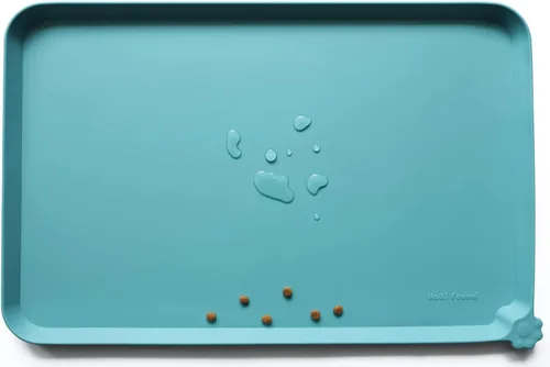 Vista 17 de Hoki Found - Bandeja de silicona para comederos de perros y gatos, tapetes impermeables para comida y agua, color cedro oscuro