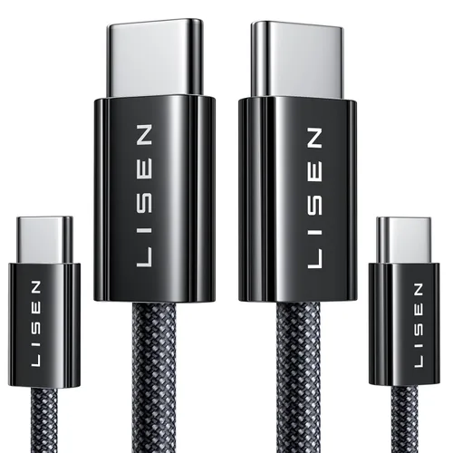 Vista 8 de LISEN Cable USB C corto de 240 W, cable USB C a USB C para iPhone 17, 16, 15 Pro Max, iPad, MacBook Pro, Samsung S25, 1.6 pies/paquete de 2