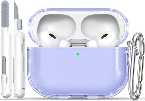 Vista 58 de RFUNGUANGO AirPods Pro - Funda transparente de TPU suave con kit de limpieza y llavero, compatible con Magsafe, funda protectora compatible