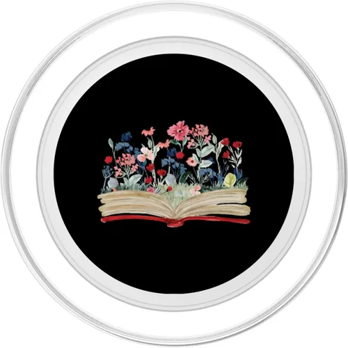 Vista 2 de Regalo de lector ávido de ratones de biblioteca de flores, Nerd PopSockets MagSafe PopGrip para iPhone