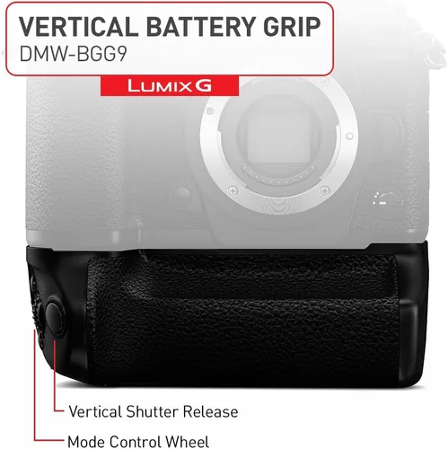Vista 4 de Panasonic Auténtico LUMIX G9 - Agarradera vertical de batería, con palanca de control de disparador y control de punto de enfoque, negro (DMW-BGG9)