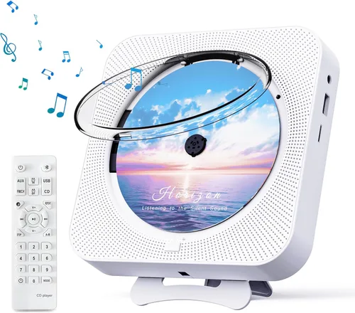 Vista 9 de MICOCIOUS Reproductor de CD portátil con Bluetooth Reproductor de CD de escritorio para el hogar Reproductores de música de CD con control remoto