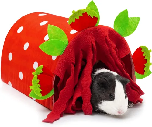 Vista 8 de Escondite de conejillo de indias – Casa de túnel de forro polar suave para rata, hámster, erizo, chinchilla, ardilla, animales pequeños – Lindas