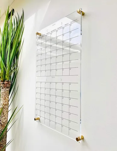 Vista 3 de Large Clear Acrylic Monthly Calenda for wall Dry-Erase Message White Board Calendar Wall Mounted Office Home Family Organization Tools Must Haves