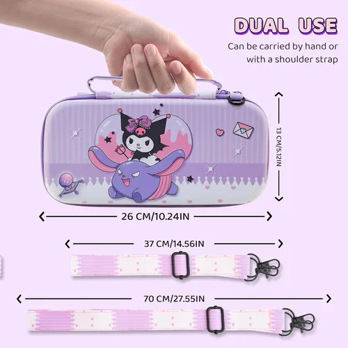 Vista 4 de HYPERCASE Cute Switch OLED Carrying Bag Purple Bunny for Console&Accessories, with Switch OLED Dockable Cover PC Hardshell, Screen Protector