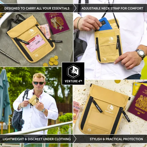 Vista 4 de Venture 4th bolsa de cuello de viaje con traba RFID
