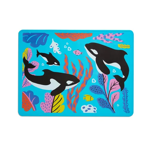 Munchkin® WildLove - Mantel individual reversible de silicona para niños, 1 unidad, Orca