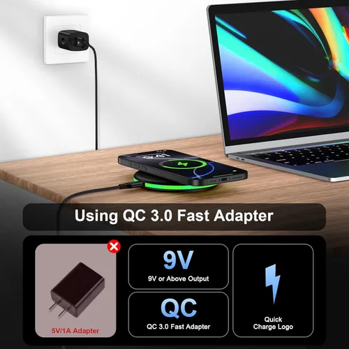 Vista 2 de Cargador inalámbrico para Samsung con almohadilla de carga rápida, cargador de teléfono inalámbrico para estación de carga Android, compatible