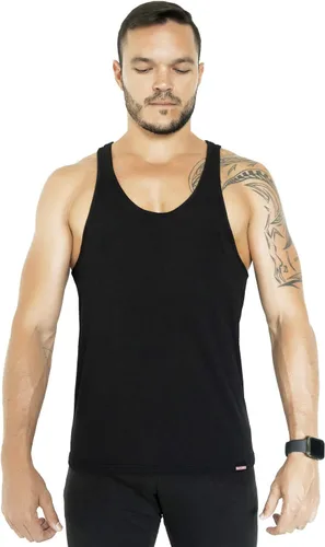 Vista 2 de Gym Rabbit Camiseta sin mangas para hombre de musculación Stringer Gym para entrenamiento con pesas, Negro