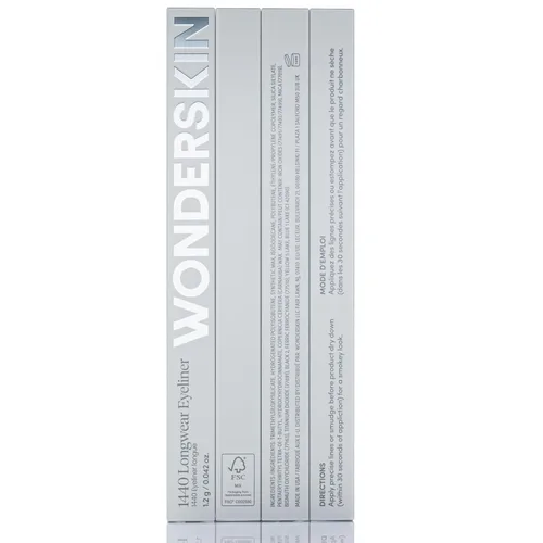 Vista 9 de Wonderskin Lápiz delineador de ojos, 1440 de larga duración con purpurina azul, impermeable, afilable y a prueba de manchas (azul ostra)