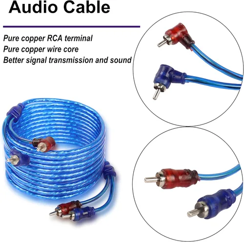 Vista 4 de XMSJSIY Kit de cableado de audio para automóvil, kit de cable amplificador, 1500 vatios, instalación de subwoofer estéreo para automóvil, camión
