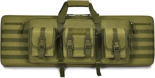 Double Rifle Case for 2 Scoped Rifles - Soft Tactical Gun Bag 32/36/42/48 Inch with Concealed Backpack Straps Durable 600D Oxford Gun Case with