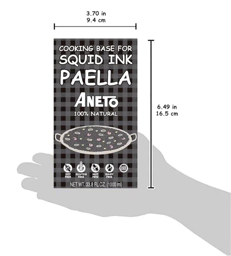 Vista 8 de Aneto Caldo base de cocina de paella de tinta de calamar 33.83 onzas 1 paquete Ingredientes 100% naturales