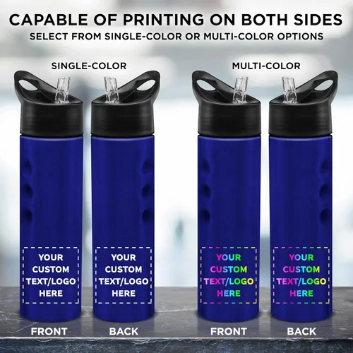 Vista 6 de DISCOUNT PROMOS Botellas de agua de acero inoxidable delgadas personalizadas de 25 onzas, juego de 6/12/24 con logotipo de texto personalizado