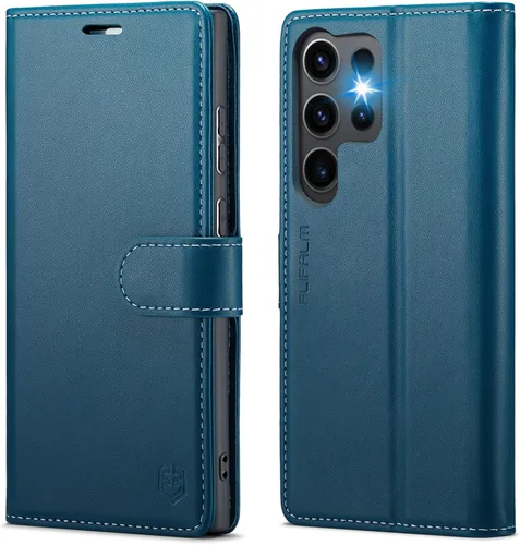 Vista 11 de FLIPALM Funda tipo cartera para Samsung Galaxy S23 Ultra, con bloqueo RFID, soporte para tarjetas de crédito, de piel sintética, función atril