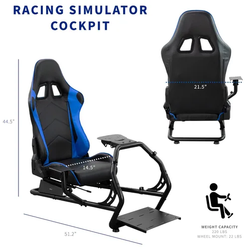 Vista 6 de VIVO Racing Simulator Cockpit with Wheel Stand, Gear Mount, Chair and Frame Only, Fits Logitech, Thrustmaster, Fanatec, Compatible with Xbox One