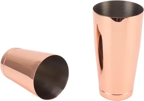 Vista 5 de Mezclador de bartending de 2 secciones, coctelera de acero inoxidable 304 para acampar (chapado en cobre con taza inferior)