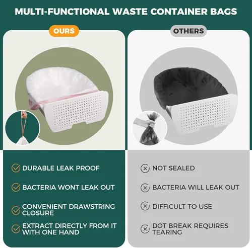 Vista 2 de Paquete de 100 bolsas de arena para gatos con cordón para robot de arena 3/4, bolsas de basura compatibles con caja de arena autolimpiante