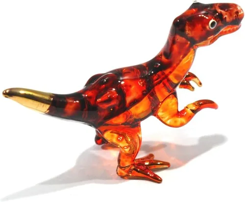 Vista 6 de Figuras hechas a mano de mini tiranosaurio (T-Rex) de cristal soplado de animales de dinosaurio jurásico