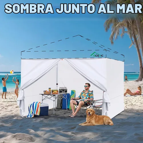 Vista 7 de Acepic Paredes laterales de carpa instantánea para toldo emergente de 10x10, 210D impermeable, 4 paredes laterales con puertas, blanco