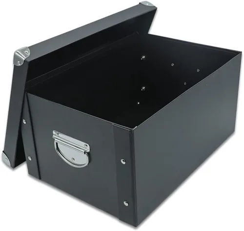 GUOZI Caja de almacenamiento plegable, caja de memoria decorativa con tapa y esquinas reforzadas de metal, contenedor de archivos de cartón con Negro