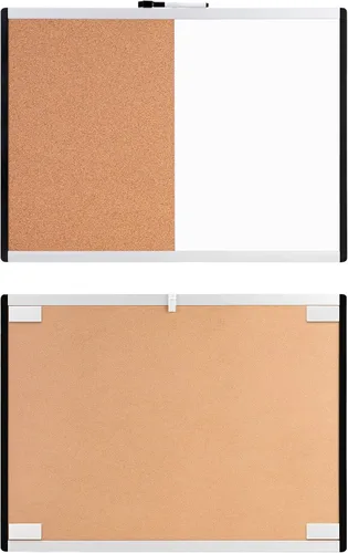 Vista 8 de Amazon Basics Combo de pizarra blanca magnética y tablero de corcho para el hogar, oficina y aula, marco de plástico/aluminio, blanco, amarillo, 17