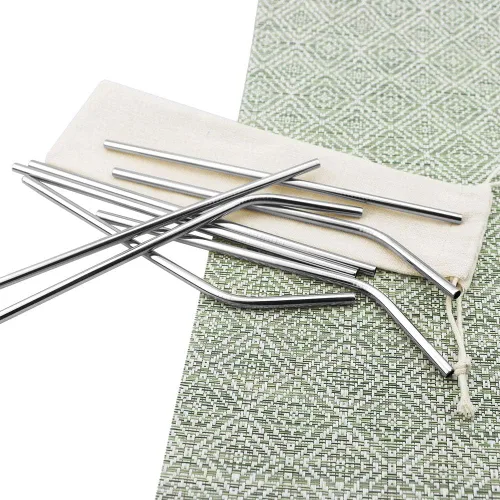 Vista 5 de Pajitas de metal de colores para leche y té, reutilizables, de acero inoxidable 304 con cepillo y bolsa de limpieza