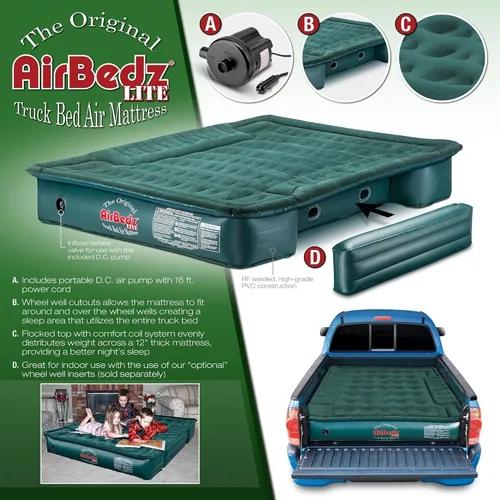 Vista 4 de Pittman Outdoors AirBedz Lite PPI PV202C - Colchón inflable de tamaño completo y corto de 6'-6.5' para cama de camión con bomba de aire DC con cable