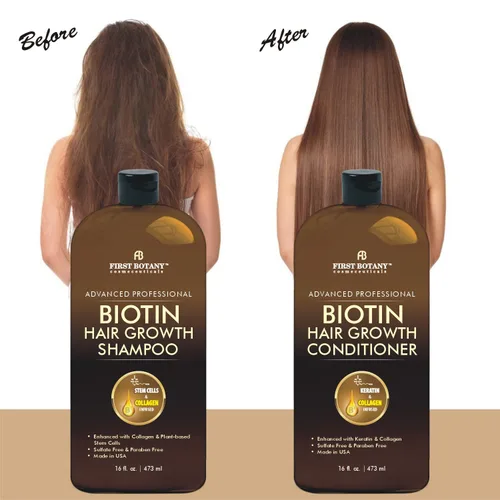 Vista 4 de First Botany, Biotin Champú para el crecimiento del cabello, acondicionador anti pérdida de cabello, fórmula engrosante de colágeno y células madre
