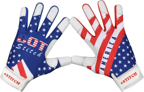 Guantes de bateo de béisbol y sóftbol con bandera estadounidense para jóvenes y adultos, unisex, rojo, blanco y azul, talla única
