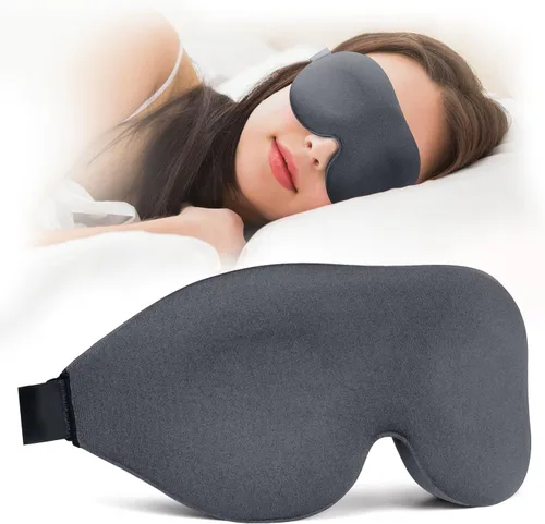 Vista 8 de NEWVANGA Máscara de dormir para dormir de espalda y de lado, bloquea la luz, antifaz de lujo para dormir con venda nocturna 3D, cubierta Negro