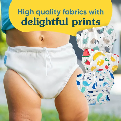 Vista 2 de Charlie Banana Pañal de natación reutilizable lavable, cordón ajustable para bebés y niñas, ajuste impermeable suave y cómodo para evitar fugas