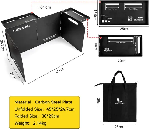 Vista 10 de HIKEAMN - Parabrisas plegable para estufa de gas para exteriores, bloqueador de viento de campamento, parabrisas de cocina con una bolsa