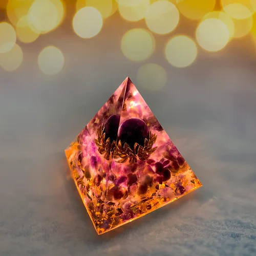 Vista 6 de Orgone Pyramid for Healing Heart, Pletpet Orgonite Pyramid Crystals and Healing Stones Amethyst Obsidian Positive Energy Pyramid for Reiki Chakra