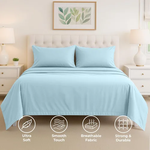 Vista 4 de Pure Bedding Juego de Sábanas Twin - Sábanas de Cama de Microfibra Ultra-Suave 1800 - Doble Cepillado - Bolsillos Profundos - Ajuste Fácil - Extra