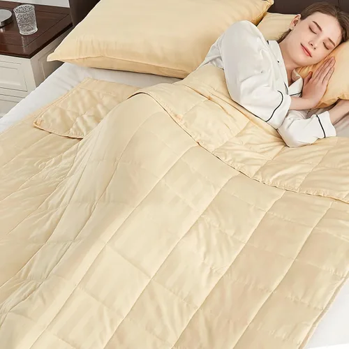 anfie - Manta con peso para niños (40 x 60 pulgadas, 7 libras), ultrasuave y acogedora, refrescante, lavable a máquina, beige