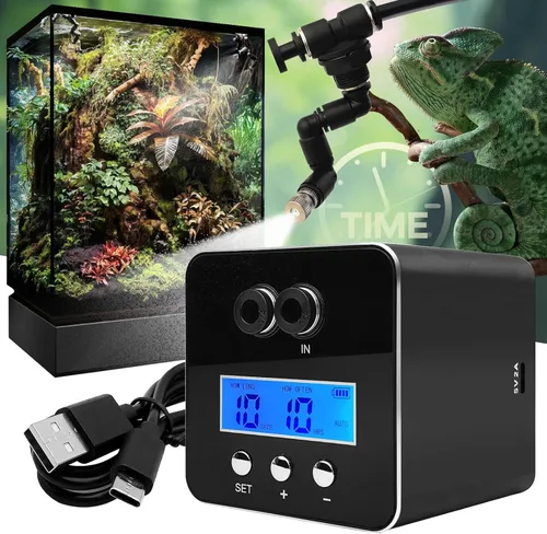 Mister inteligente para reptiles, humidificadores de reptiles, sistema de nebulización automático con temporizador, humidificador de terrarios con