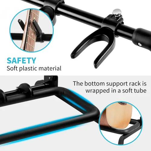 Vista 4 de GUITTO Soporte múltiple plegable para guitarras, soporte universal para guitarra portátil para banda, escenario, bajo y guitarra acústica - 5