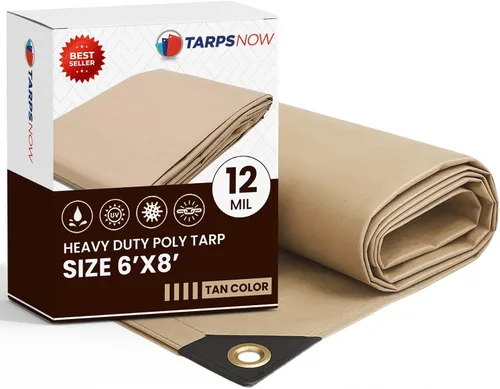 Vista 7 de Tarps Now - Lona de polietileno impermeable resistente de 10 x 20 pies Lona reforzada de 12 milésimas de pulgada de grosor con ojales de aluminio