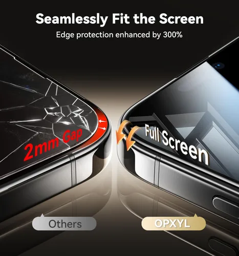 Vista 5 de Opxyl Protector de pantalla de privacidad de vidrio 9H+ para iPhone 15 Pro Max [Protección confiable de privacidad de 25°]