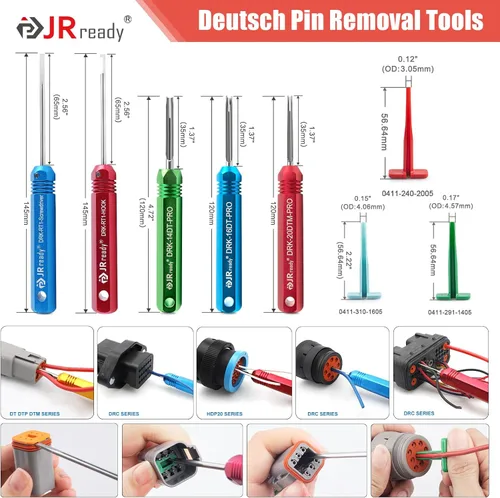 Vista 7 de JRready Kit de conector DT de 2 3 4 6 8 12 pines con engarzador, tamaño 16 contactos estampados, kit de herramientas de extracción de pasadores
