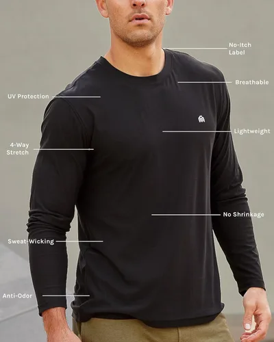 Vista 2 de Camisa deportiva de manga larga para hombre S - 4XL Dri Fit Performance Workout Shirt