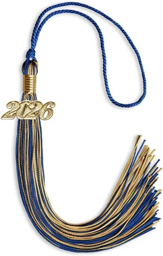 Vista 18 de Endea Graduation - Borla de doble color mixto con fecha dorada (negro/dorado antiguo, 2021)