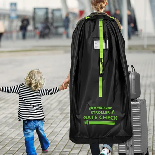 Vista 3 de BOOMCLAP Bolsa de viaje duradera para cochecito de avión, funda de asiento de coche para cochecitos dobles/individuales/trotadores, bolsa