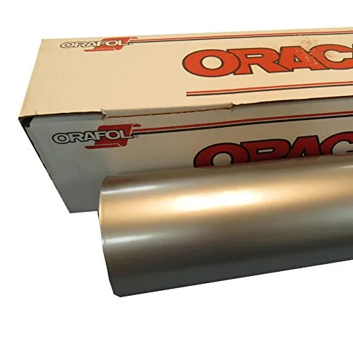 Rollo de vinilo ORACAL 651 de 24 pulgadas x 15 pies para cortadores de manualidades y cortadores de letreros de vinilo (gris plateado metálico, 15