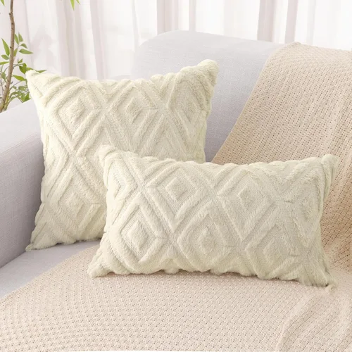 Vista 7 de Pallene Juego de 2 fundas de almohada de color beige de verano de 16 x 16 pulgadas, fundas decorativas de piel sintética suave para sofá, cama, sala